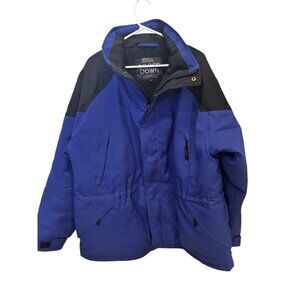 Maxam Mountain Goose Down Insulated Jacket XL Blue Black Winter Ski Coat Parka